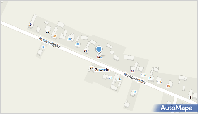 Zawada, Nowowiejska, 14A, mapa Zawada