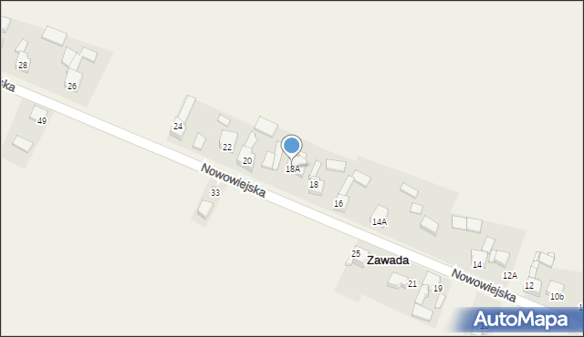 Zawada, Nowowiejska, 18A, mapa Zawada