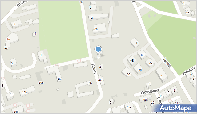 Zielona Góra, Nowa, 3, mapa Zielona Góra