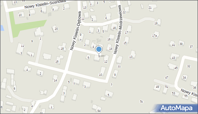 Zielona Góra, Nowy Kisielin-Jesionowa, 7, mapa Zielona Góra