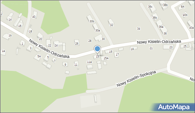 Zielona Góra, Nowy Kisielin-Odrzańska, 13, mapa Zielona Góra