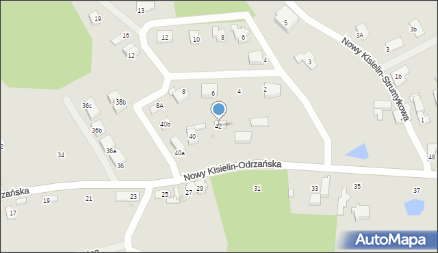 Zielona Góra, Nowy Kisielin-Odrzańska, 42, mapa Zielona Góra