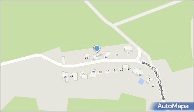 Zielona Góra, Nowy Kisielin-Strumykowa, 13, mapa Zielona Góra