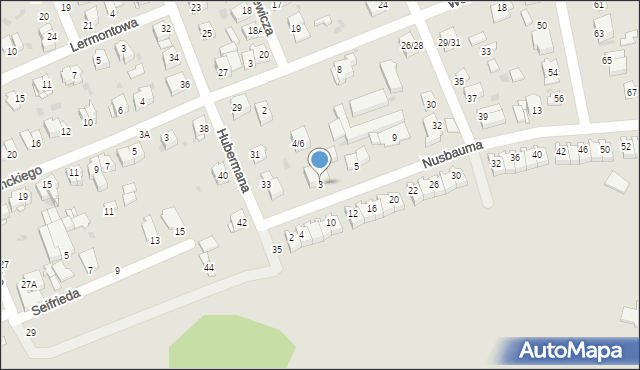 Częstochowa, Nusbauma, 3, mapa Częstochowy