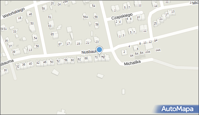 Częstochowa, Nusbauma, 72, mapa Częstochowy