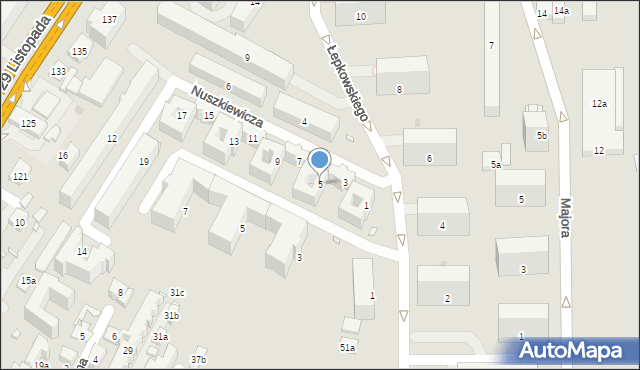 Kraków, Nuszkiewicza Ryszarda, mjr., 5, mapa Krakowa