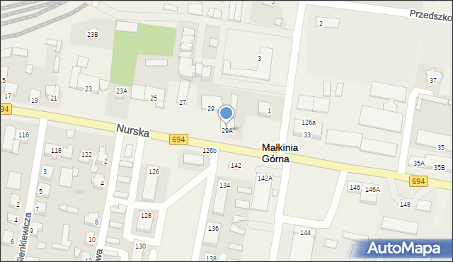 Małkinia Górna, Nurska, 29A, mapa Małkinia Górna