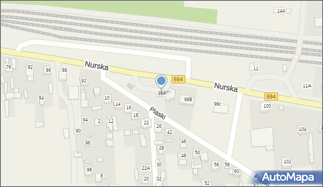 Małkinia Górna, Nurska, 98A, mapa Małkinia Górna