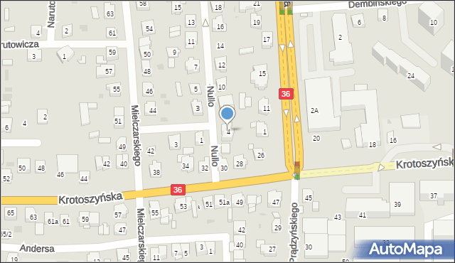 Ostrów Wielkopolski, Nullo Francesco, płk., 4, mapa Ostrów Wielkopolski