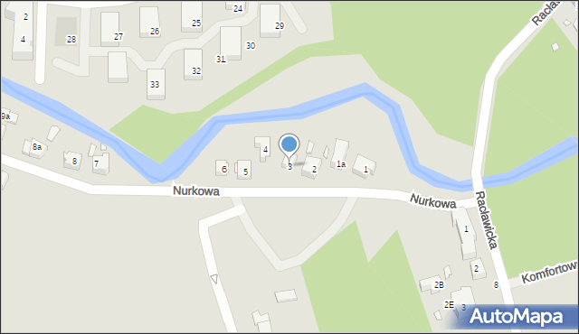 Szczecin, Nurkowa, 3, mapa Szczecina