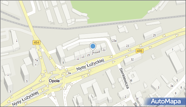 Opole, Nysy Łużyckiej, 17, mapa Opola