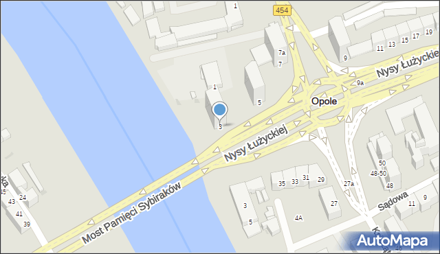 Opole, Nysy Łużyckiej, 3, mapa Opola