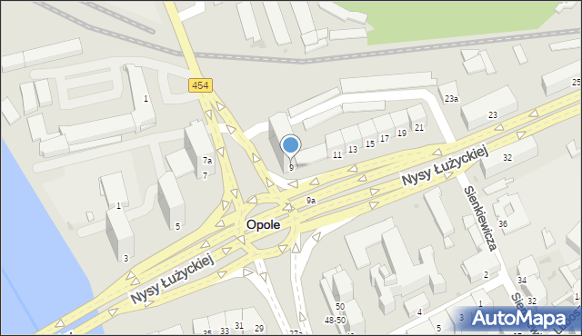 Opole, Nysy Łużyckiej, 9, mapa Opola