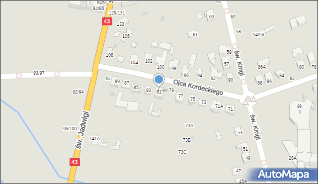 Częstochowa, o. Augustyna Kordeckiego, 81, mapa Częstochowy