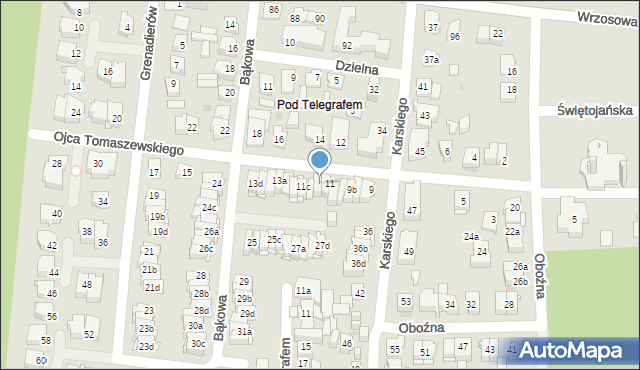 Kielce, o. Kolumbina Tomaszewskiego, 11a, mapa Kielc