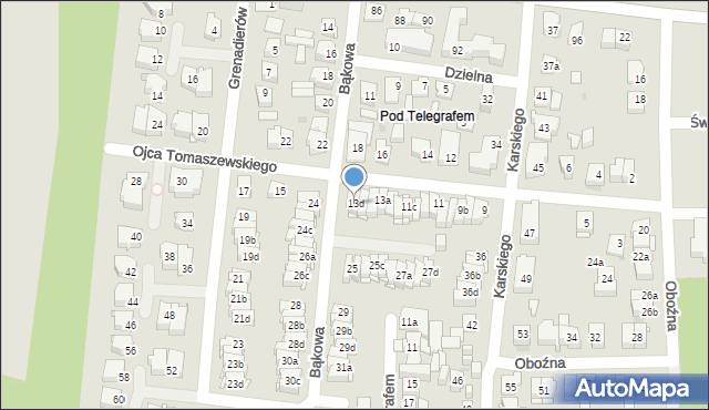 Kielce, o. Kolumbina Tomaszewskiego, 13d, mapa Kielc