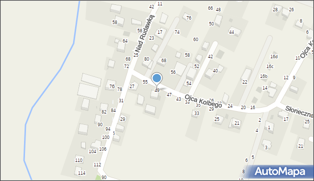 Rudawa, o. Maksymiliana Marii Kolbego, 49, mapa Rudawa