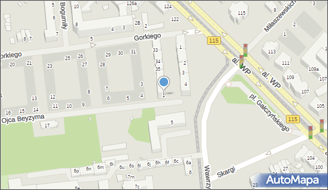 Szczecin, o. Beyzyma, 1, mapa Szczecina