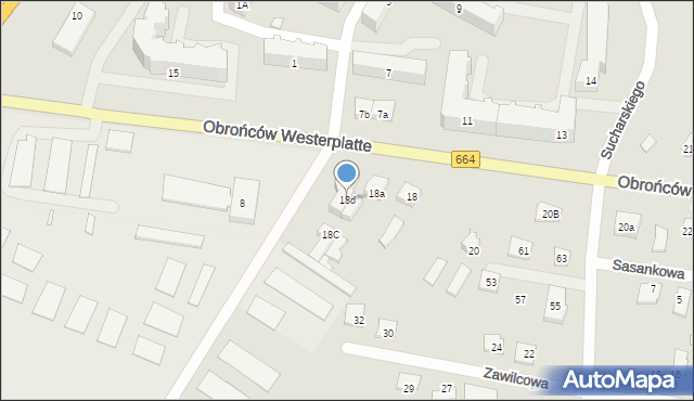 Augustów, Obrońców Westerplatte, 18d, mapa Augustów