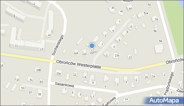 Augustów, Obrońców Westerplatte, 21c, mapa Augustów