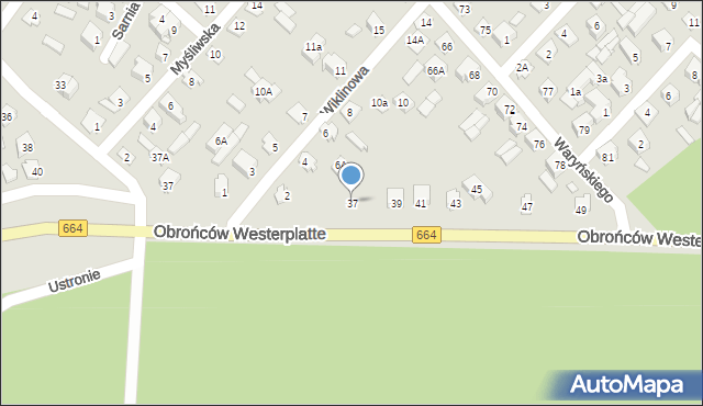 Augustów, Obrońców Westerplatte, 37, mapa Augustów