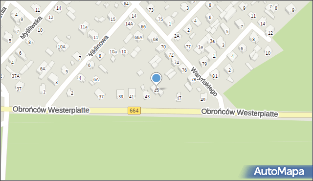 Augustów, Obrońców Westerplatte, 45, mapa Augustów