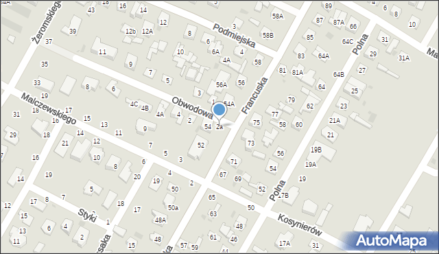 Biała Podlaska, Obwodowa, 2a, mapa Białej Podlaskiej