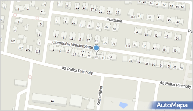 Białystok, Obrońców Westerplatte, 28, mapa Białegostoku