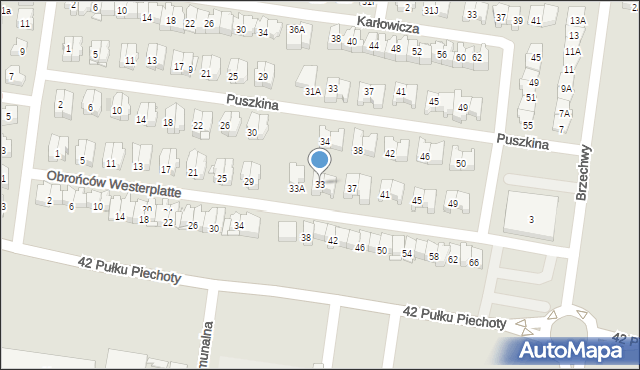 Białystok, Obrońców Westerplatte, 33, mapa Białegostoku