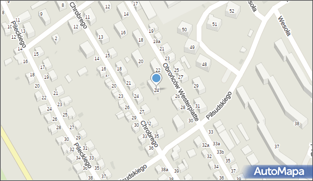 Bielawa, Obrońców Westerplatte, 24, mapa Bielawa