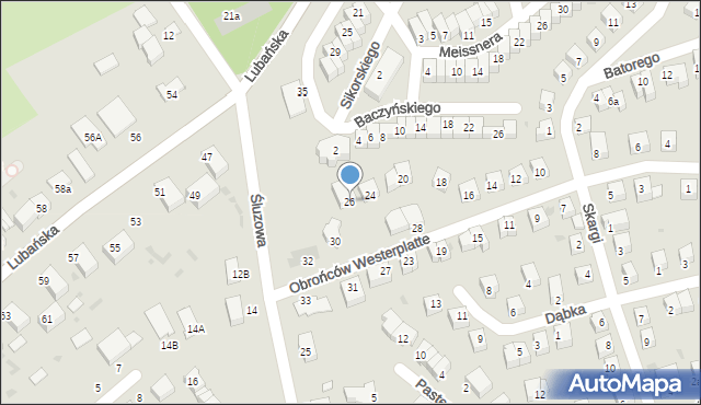 Bolesławiec, Obrońców Westerplatte, 26, mapa Bolesławca