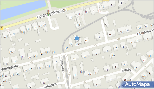 Gdańsk, Obrońców Westerplatte, 32a, mapa Gdańska
