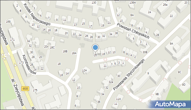 Gdynia, Obrońców Westerplatte, 20, mapa Gdyni