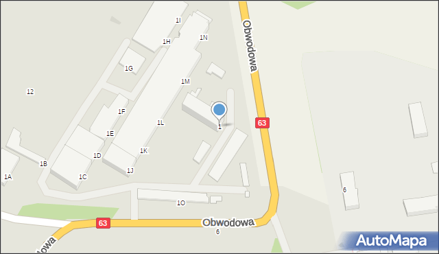 Giżycko, Obwodowa, 1, mapa Giżycko