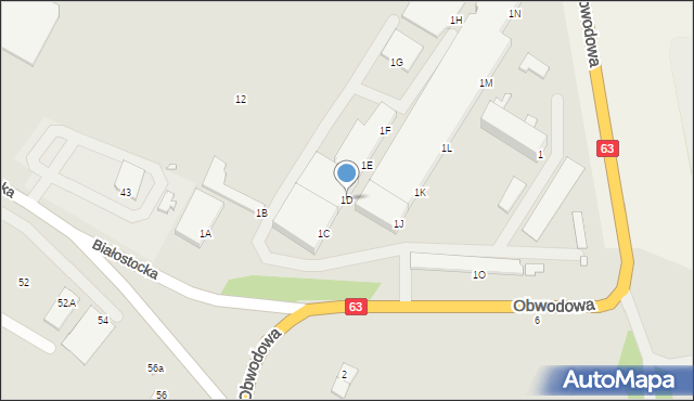 Giżycko, Obwodowa, 1D, mapa Giżycko