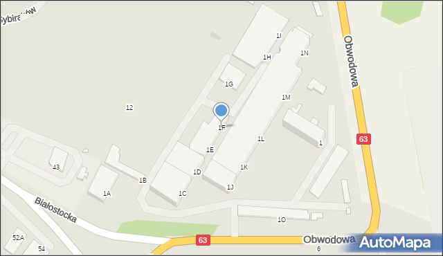 Giżycko, Obwodowa, 1F, mapa Giżycko