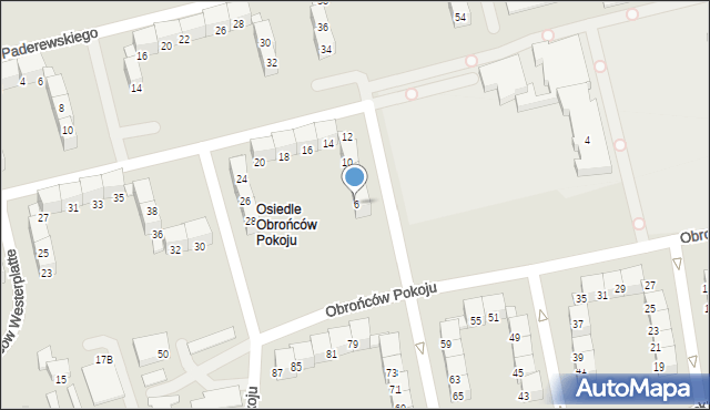 Gliwice, Obrońców Pokoju, 6, mapa Gliwic