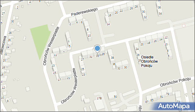 Gliwice, Obrońców Westerplatte, 33, mapa Gliwic