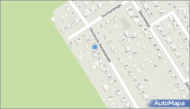 Głowno, Obrońców Westerplatte, 14, mapa Głowno