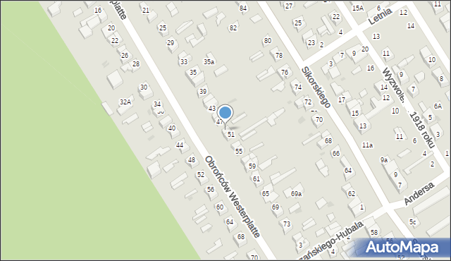 Głowno, Obrońców Westerplatte, 49, mapa Głowno