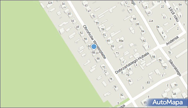 Głowno, Obrońców Westerplatte, 66, mapa Głowno