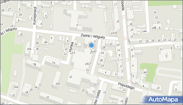 Grodzisk Mazowiecki, Obrońców Getta, 27, mapa Grodzisk Mazowiecki