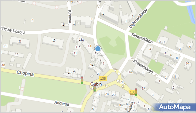 Gubin, Obrońców Pokoju, 5, mapa Gubin