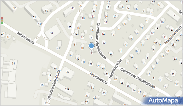 Jasło, Obrońców Westerplatte, 1, mapa Jasła