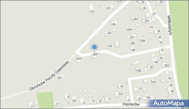 Jaworzno, Obrońców Poczty Gdańskiej, 184, mapa Jaworzno