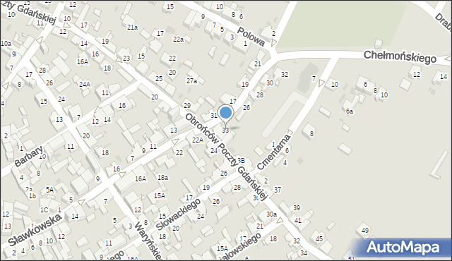 Jaworzno, Obrońców Poczty Gdańskiej, 33, mapa Jaworzno