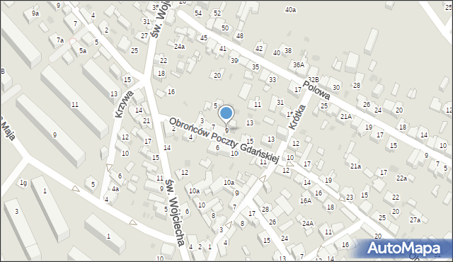 Jaworzno, Obrońców Poczty Gdańskiej, 9, mapa Jaworzno