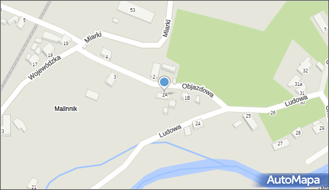 Jelenia Góra, Objazdowa, 1A, mapa Jelenia Góra