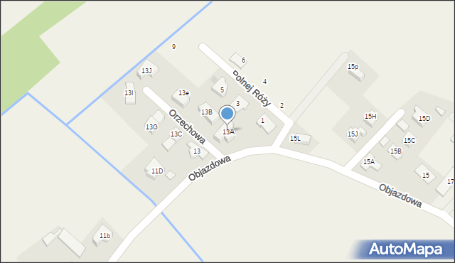 Józefów, Objazdowa, 13A, mapa Józefów