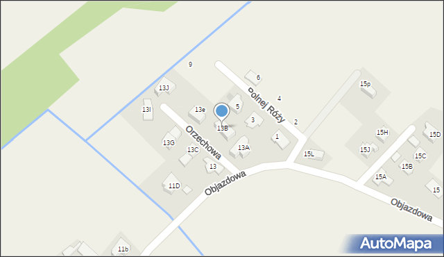 Józefów, Objazdowa, 13B, mapa Józefów